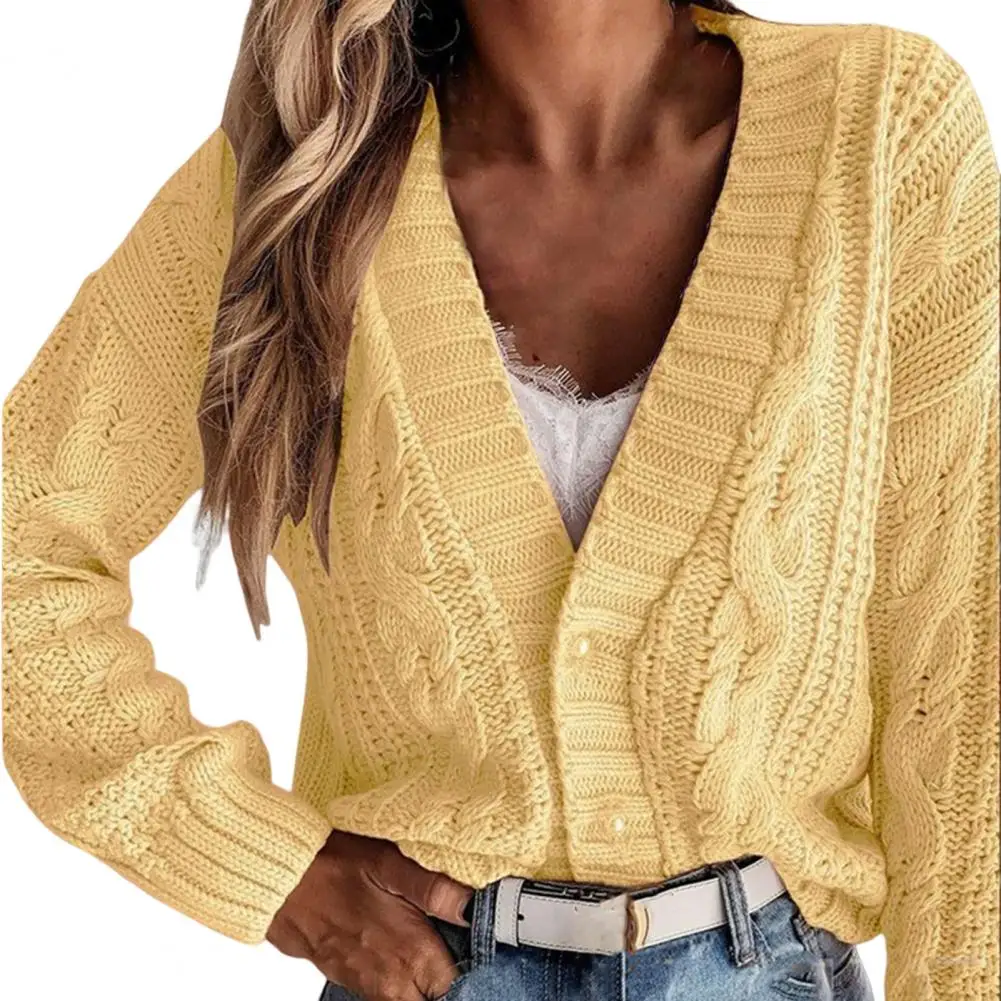 

Chic Knitted Coat Loose Fit Soft Knitted Cardigan Single-Breasted Pure Colors Knitted Cardigan