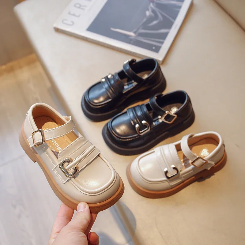 

2025 Spring and Autumn New Style Simple Style Children's Flat Shoes Hook and Loop Fashion Flexible Children's Mary Janes