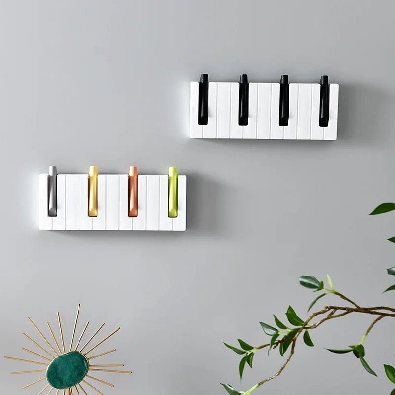 

Creative Wall Mounted Piano Hooks, Keys, Clothes, Hats, Bags, Mmbrellas, Hanging Racks, Bathroom And Kitchen Storage Racks