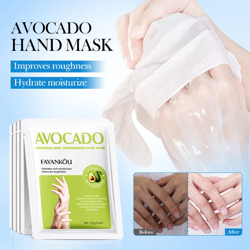 5 Pairs Avocado Moisturizing Hand Mask Hands Remove Dead Skin Rejuvenating Nourishing Hydrating Hand Skin Care Products