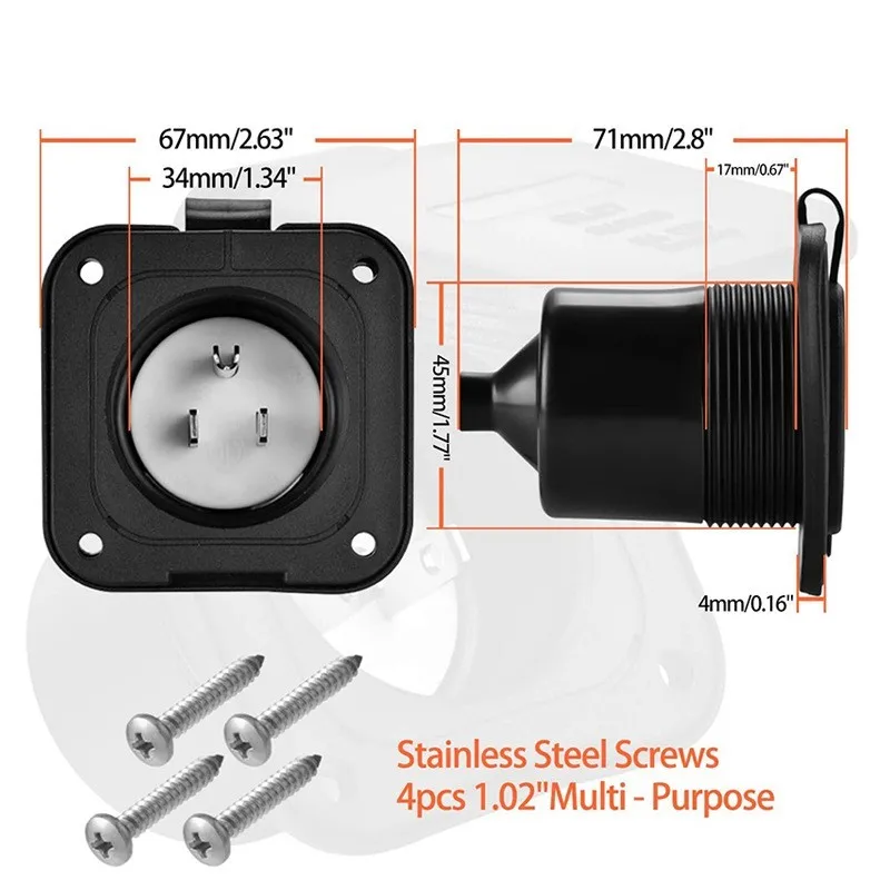 American standard concealed waterproof socket 5-15P American waterproof socket 15A 125V Touring car with waterproof cover plug