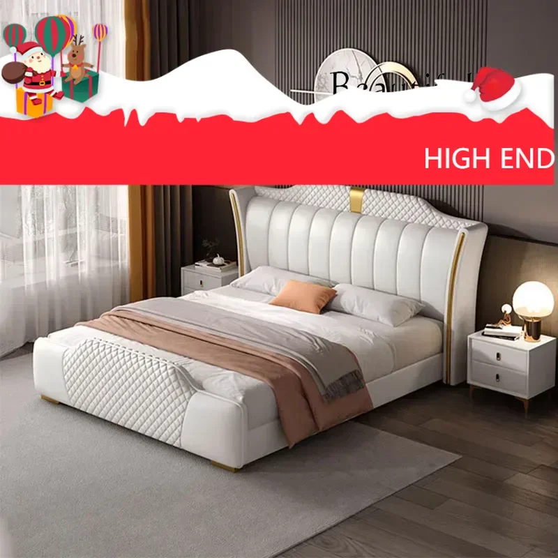 JJ Luxury Frame Double Bed 200 X 200 King Size Lit 180X200 Queen Bed Luxury Modern Full Lit 2 Personnes Bedroom Home Furniture