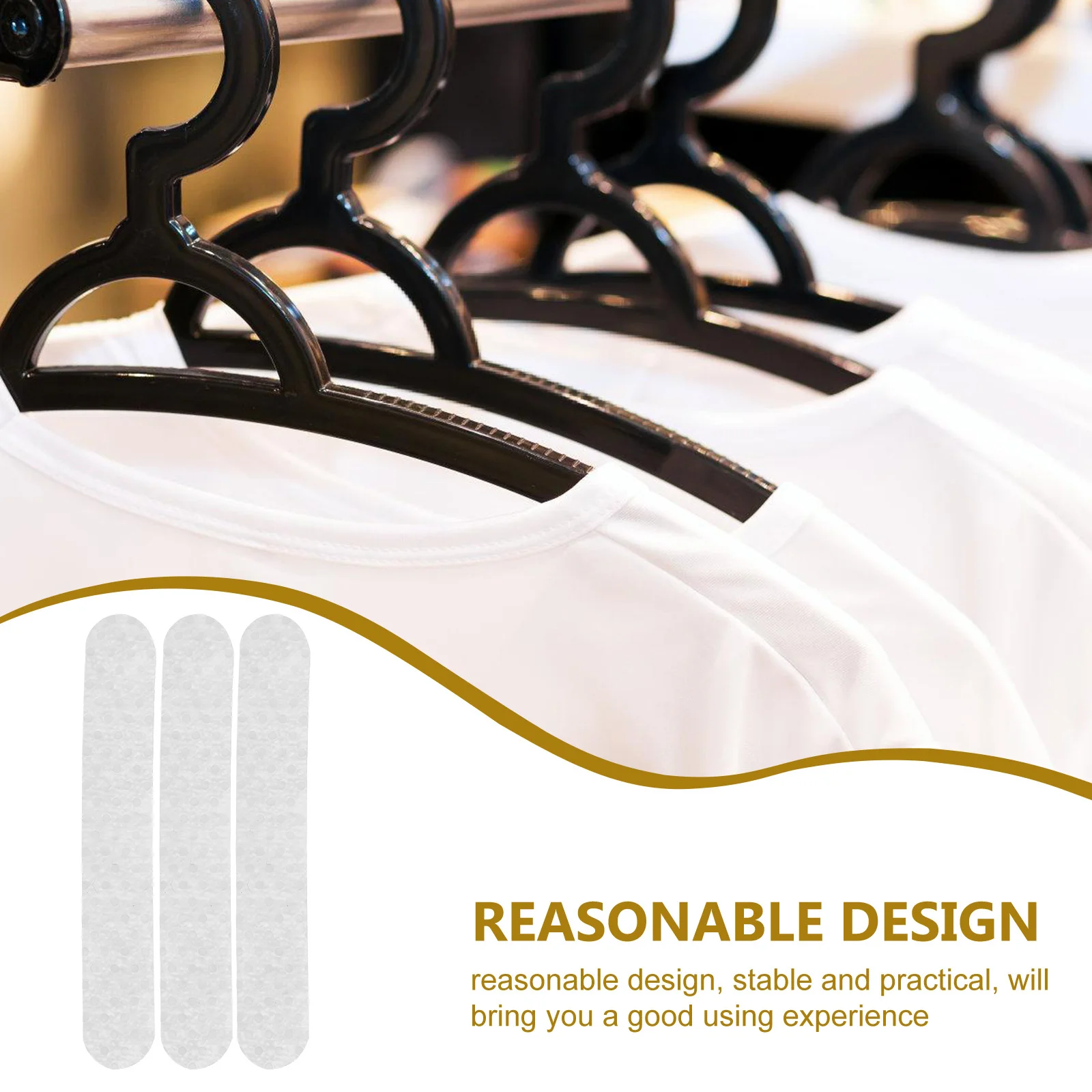 

100Pcs Silicone Adhesive Non-Slip Hanger Strips Anti Skid Closet Accessory Clothes Hanger Grips for Wood Plastic