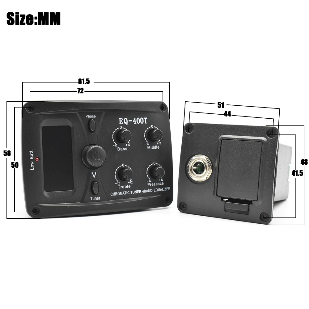 

1 Pcs EQ-400T Guitar Pickup Acoustic Guitar Pickup 4 Bands EQ Equalizer Preamp Piezo Pickup with LCD Tuner