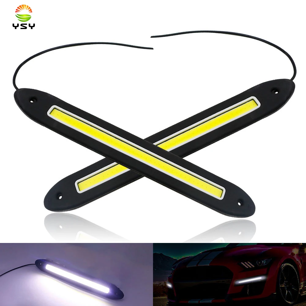 

YSY 2Pcs Flexible Car LED Daytime Running Light Strip High Power COB DRL Fog Lights Driving Lamp Waterproof White 12V