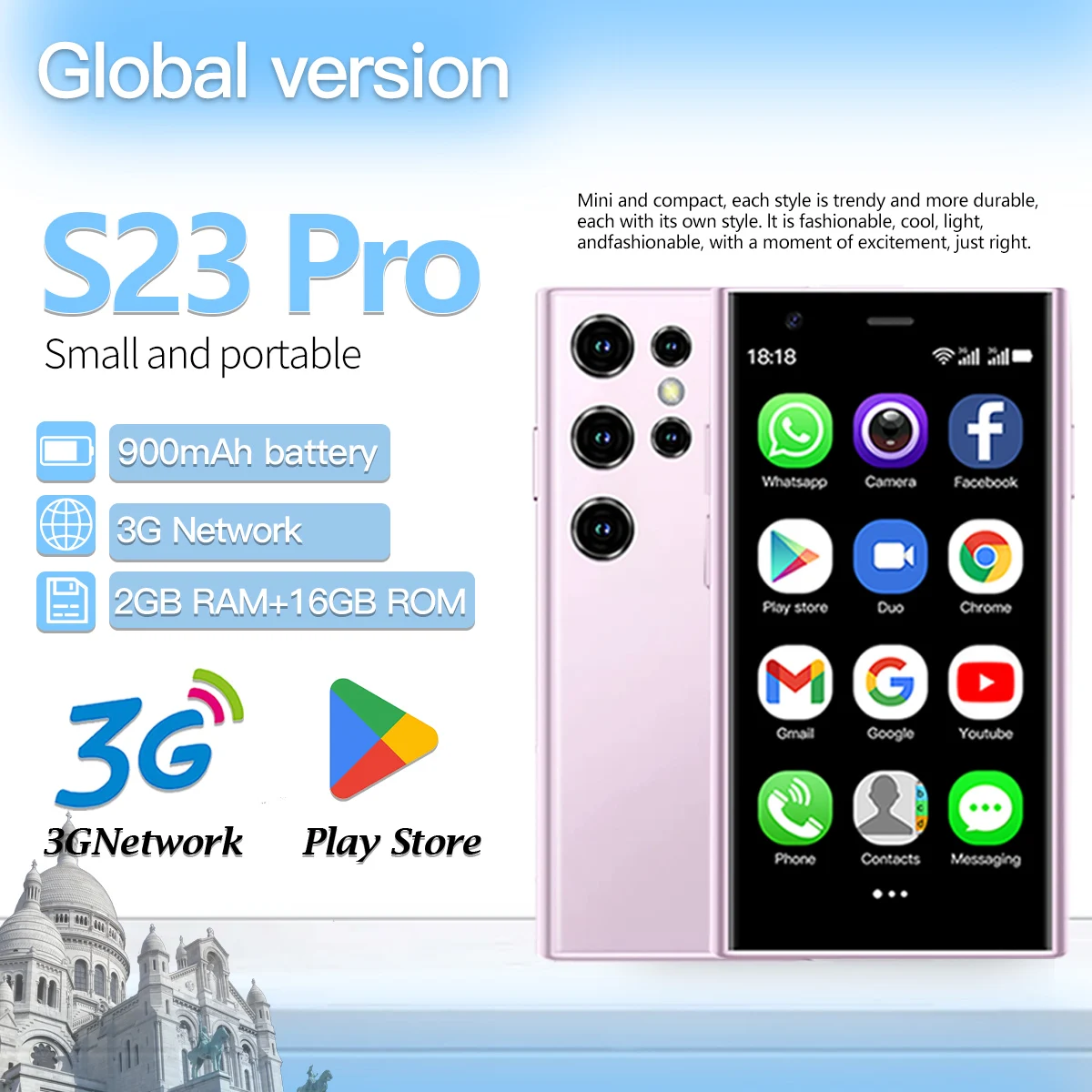 Mini small screen mobile phone 3G national network communication portable backup support Play Store Fashionable and simple