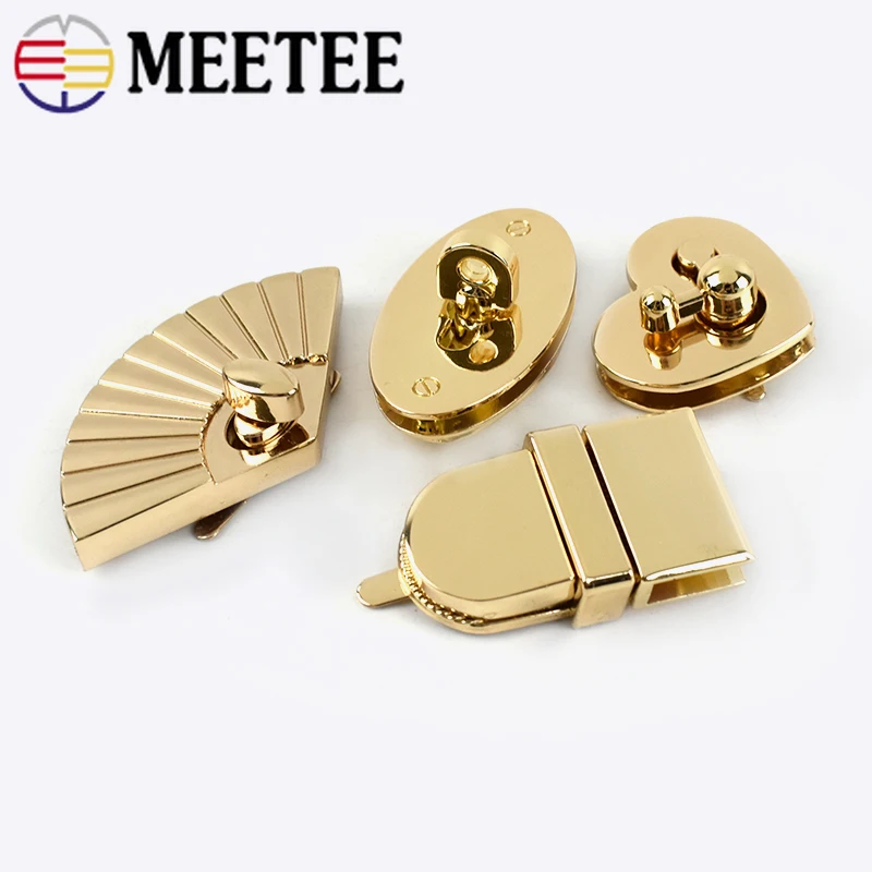 Meetee 1/2Pcs Metal Bag Lock Snap Buckles Purse Closure Clasps Handbag Decoration Buckle DIY Bags Hardware Accessories