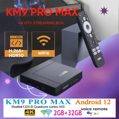 【Genuine】MECOOL KM9 PRO MAX 2G16G Smart TV Box Android 10 Google Certified 4K Amlogic S905X2  Youtube Playstore Online movies