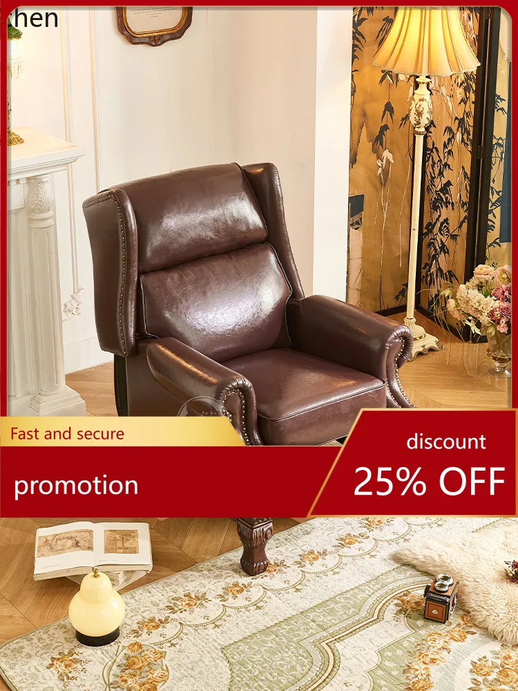 

ZML Single Sofa Living Room Genuine Leather Leisure Recliner Furniture Supplies