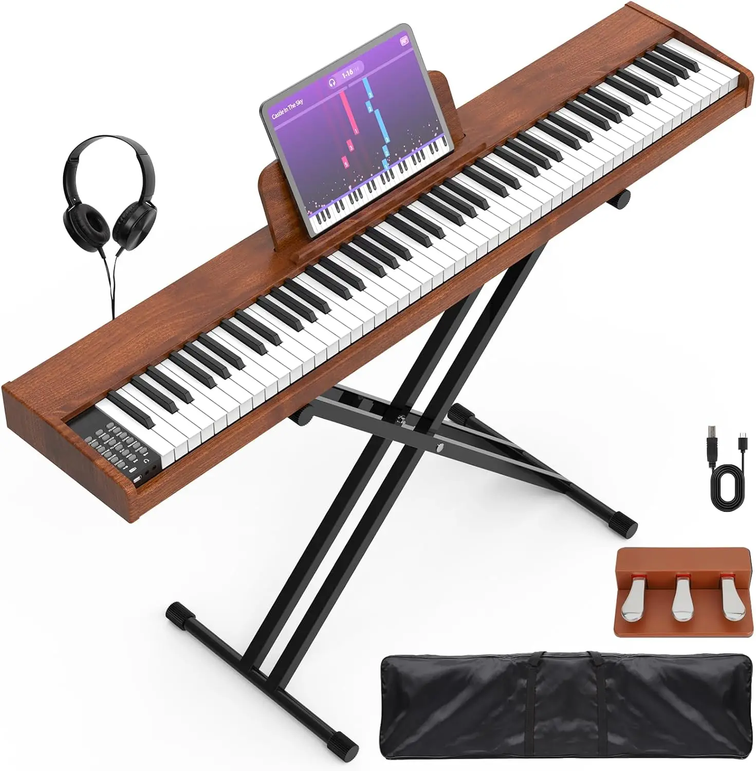 88 Key Digital Piano Keyboard,88 Key Full Size Weighted Hammer Action Electric Keyboard Piano with 200 Rhythms,200 Tones, Piano