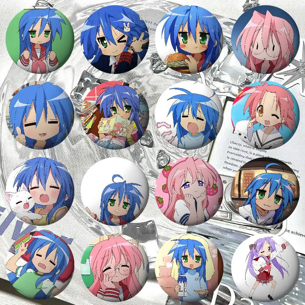 Kawaii Anime L-Lucky StarS Badge Pins For Friend, Backpack, Clothing, Collectible Accessories, Jewelry Gift