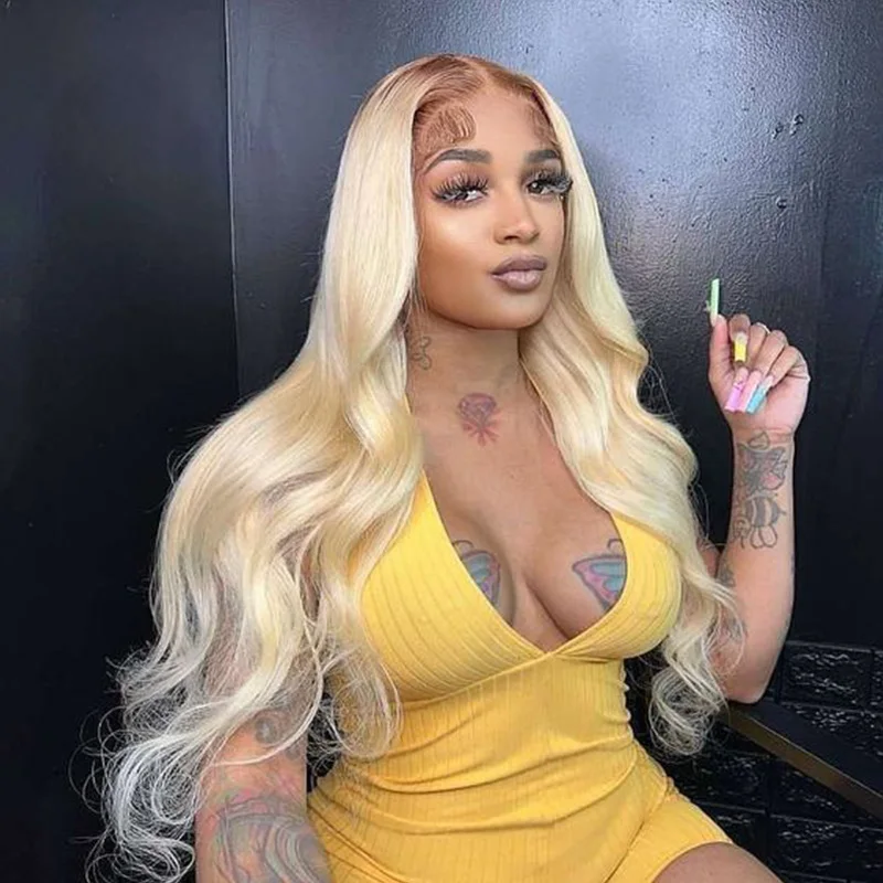 13x6 honey blonde body wave hd lace frontal full human hair wig 40 inch Brazilian glueless cheap colored wigs on sale clearance