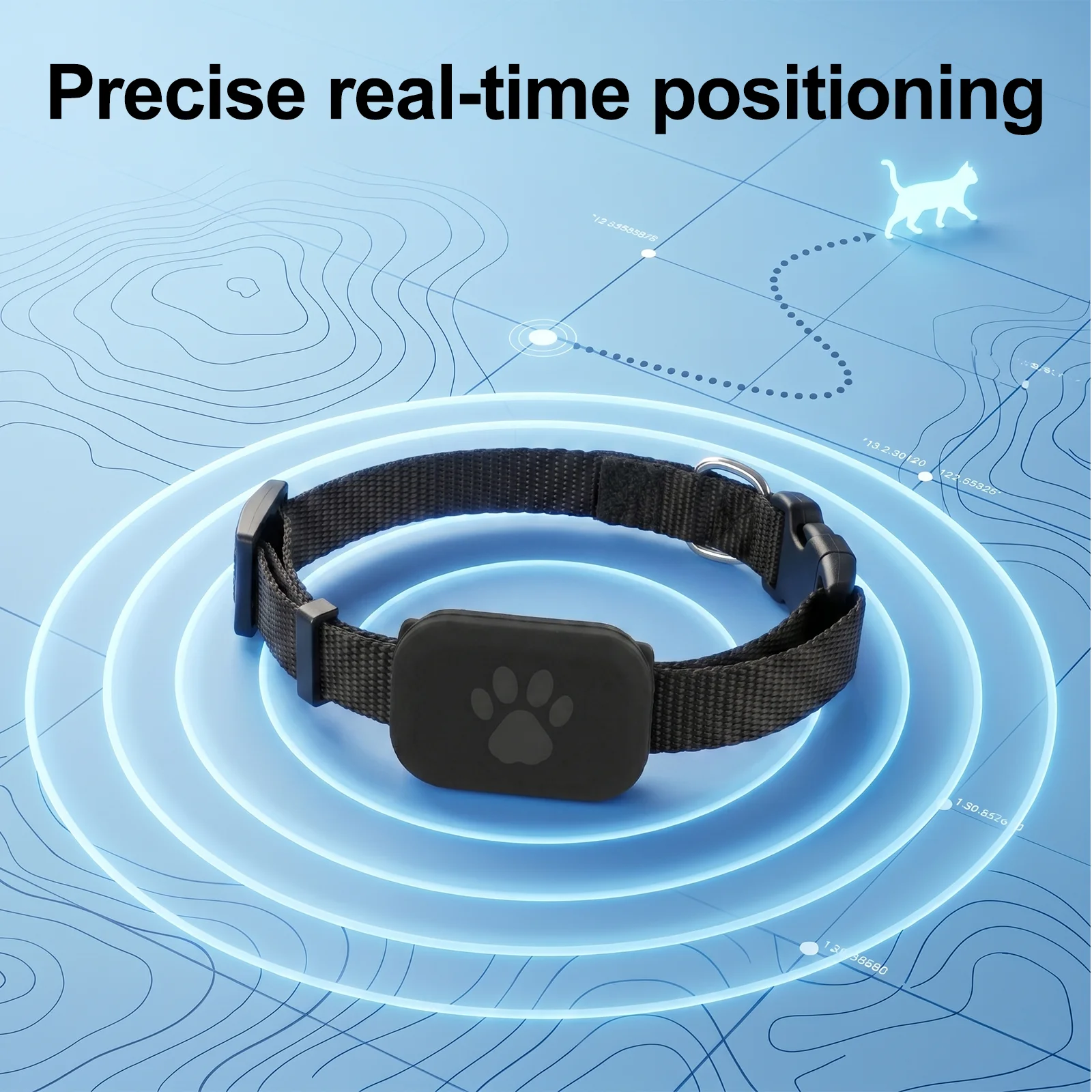 Remote Pet GPS Tracker Waterproof Real-Time Tracking Movement Alert Collar Anti-Lost Dog Cat Global Locator for Apple Find APP