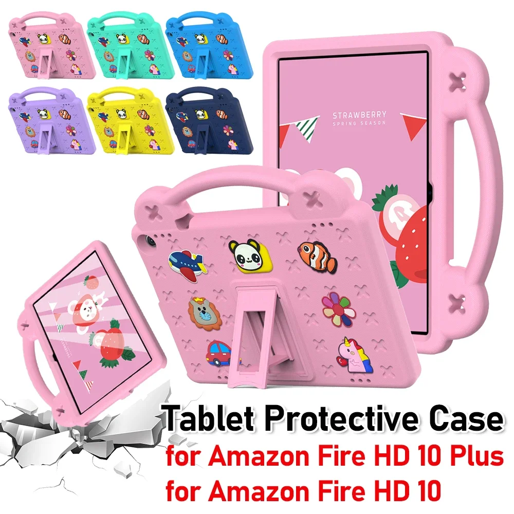 

Защитный чехол с рисунком для детей, противоударный чехол с ручкой-подставкой для планшета 10,1 дюйма для Amazon Fire HD 10