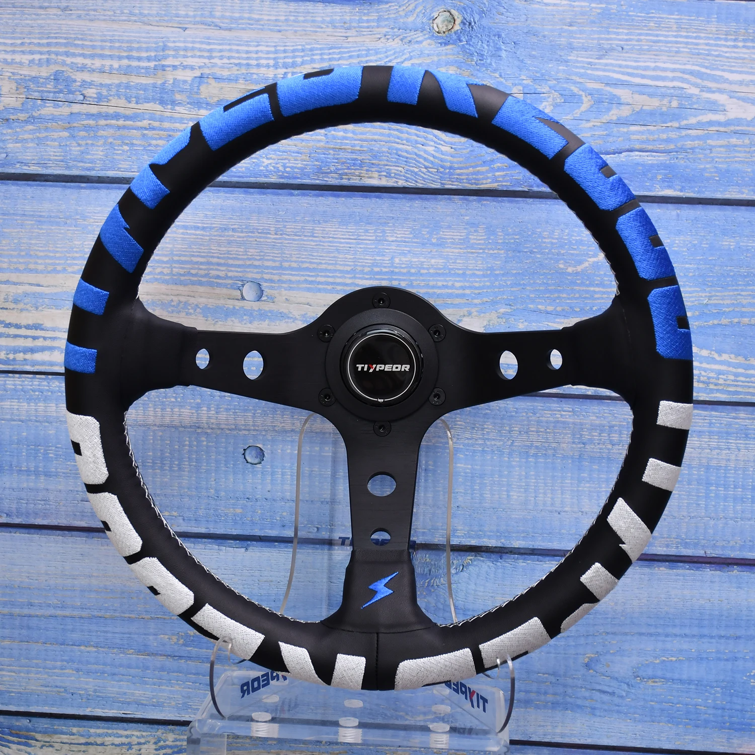 

TIYPEOR 350 мм разноцветный плюшевый кожаный автомобильный руль, высококачественный и противоскользящий, выполненный на заказ для гоночного снаряжения