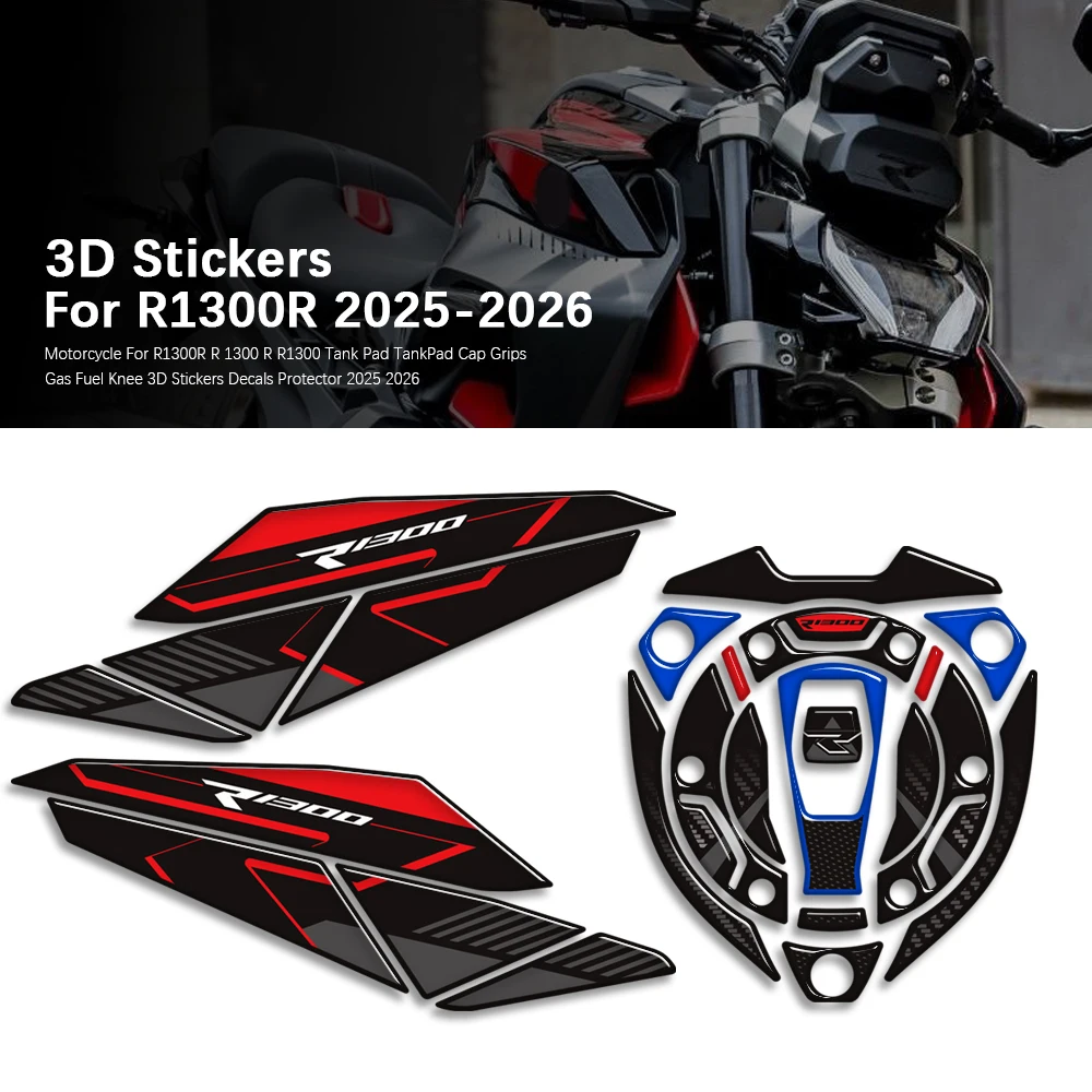 

Motorcycle Accessories For R1300R R 1300 R Tank Pad TankPad Cap Grips Gas Fuel Knee 3D Stickers Decals Protector R1300 2025 2026