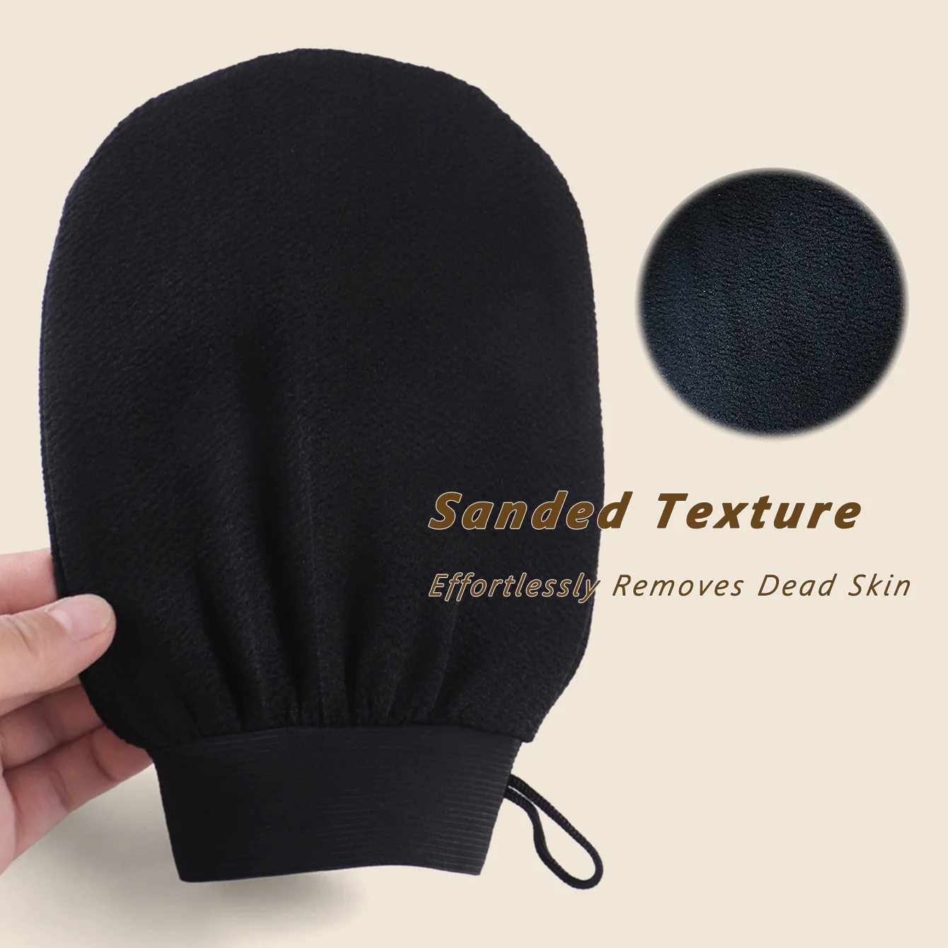 Black Exfoliating bath mitt, 2 Pieces Reusable Quick-Drying Polyester Fiber Material Body Massage Cleansing Bath Glove For Daily