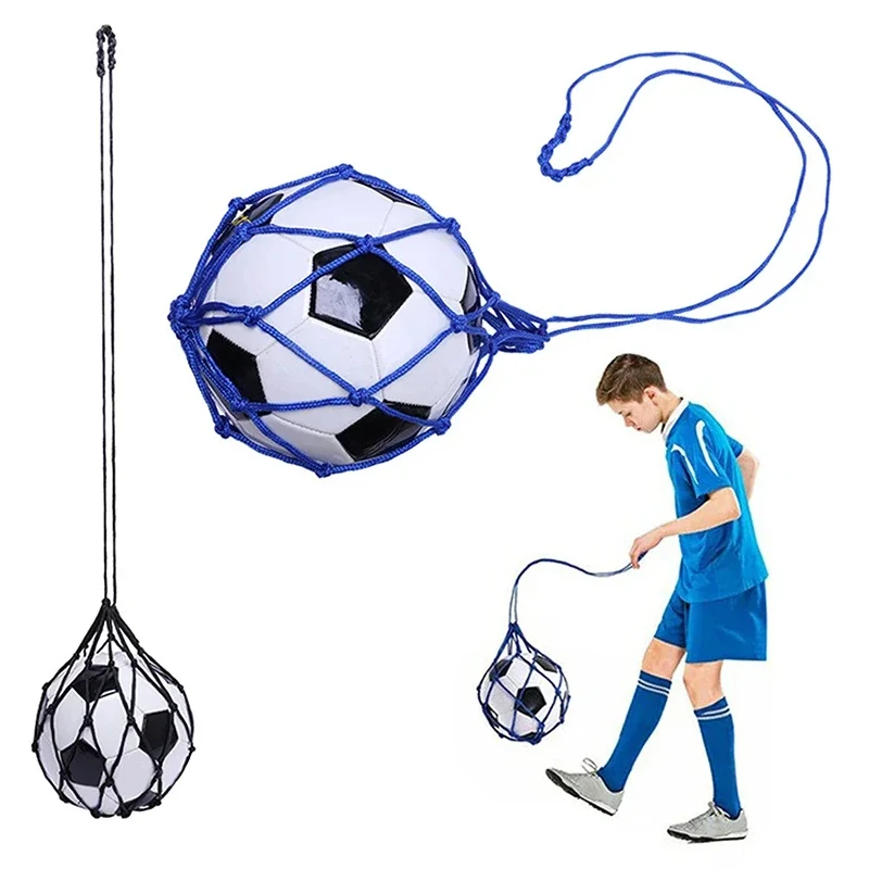 

Youth Football Self Trainer Kick Net Pocket Professional Outdoor Sport Nylon Net Basketball Bag Solid Mesh Soccer Ball Carry Bag