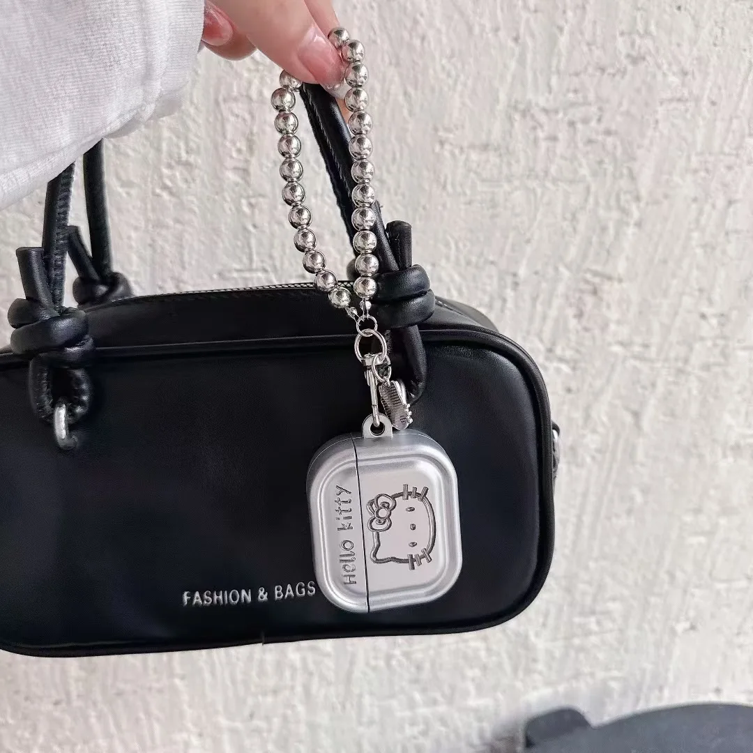 لطيف تصفيح الفضة طباعة مرحبا كيتي ل Airpods 4 Pro 2 1 2 3 4 سماعة لاسلكية تعمل بالبلوتوث سماعة الغطاء الواقي مع المفاتيح