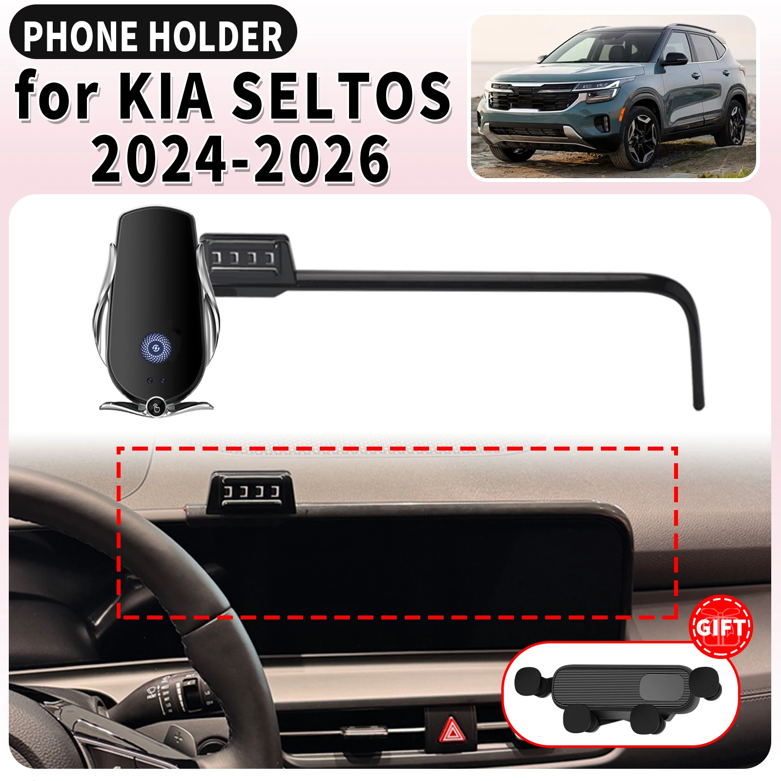 

fit for KIA SELTOS 2024 2025 2026 Screen Base Mount Phone Holder Dedicated Clip-On Navigation Bracket Car​​ accessoires