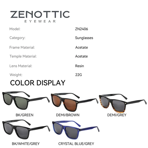 Imagen 2 del producto ZENOTTIC gafas de sol polarizadas clásicas cuadradas graduadas UV400 gafas de sol protectoras de acetato progresivo para hombres y mujeres