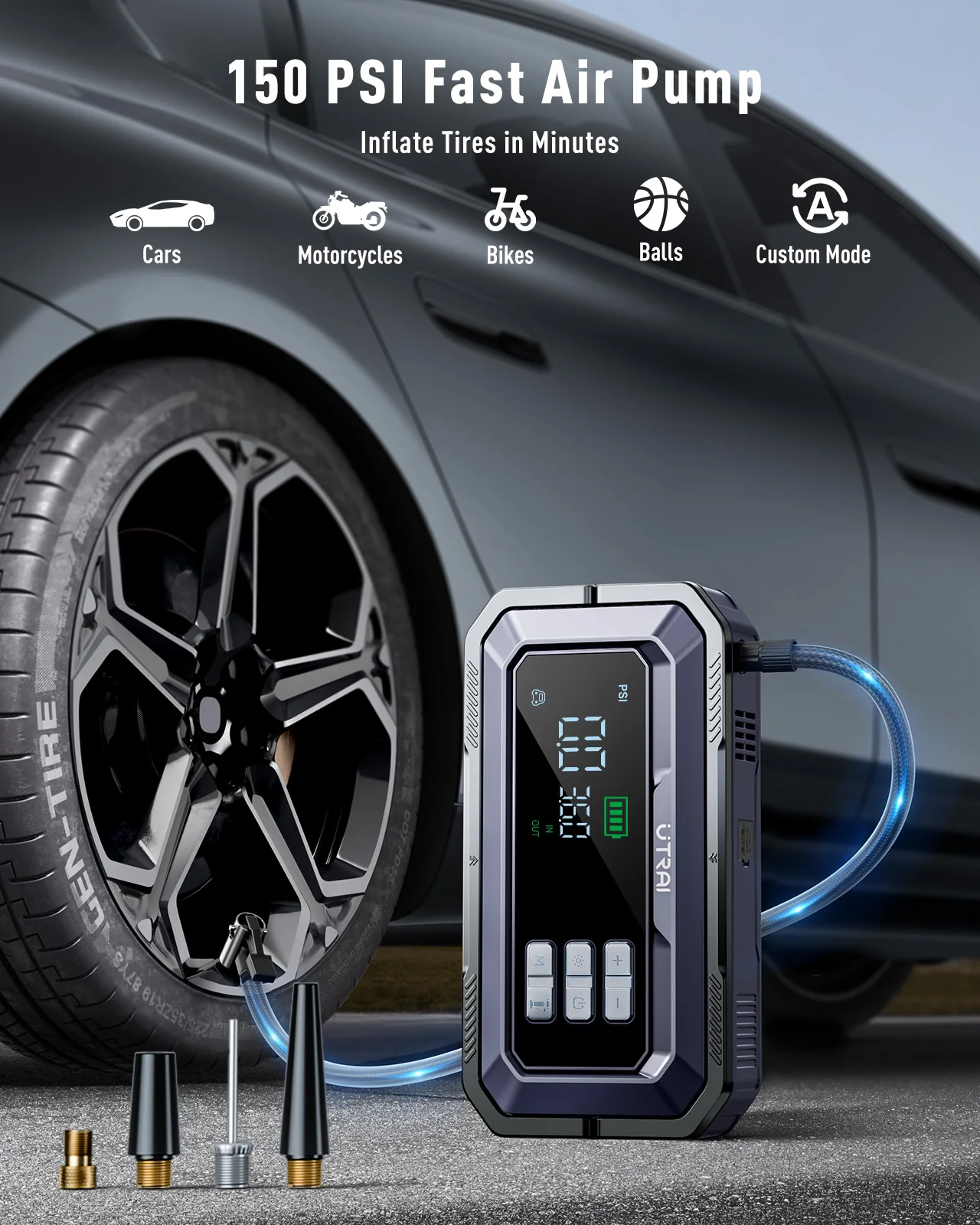 ​ ​ UTRAI الكل في واحد 7000A سيارة الانتقال كاتب مع ضاغط الهواء وتشخيص obd وأضواء التخييم في الهواء الطلق معززات الطوارئ