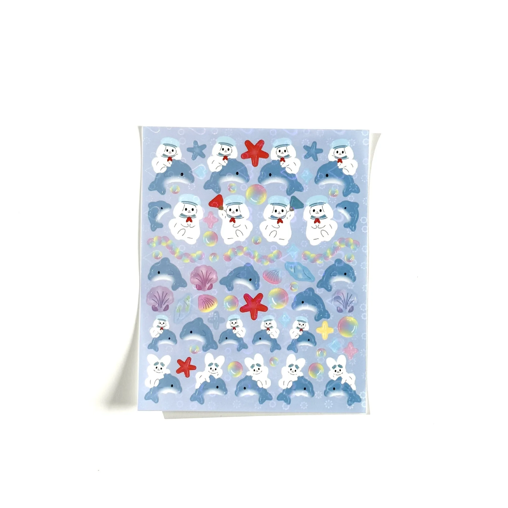 Ins Korean Laser Stickers Cute Marine Animal Dolphin Whale Shark Pattern Creative DIY Stickers for Card Hand Account Photocard