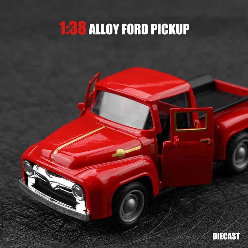 1:38 Retro Classic Car Toy Modello Simulazione Lega Pickup Truck Bambini Tirare indietro Porte auto Può aprire Pressofuso Auto Giocattoli Ragazzo Regalo