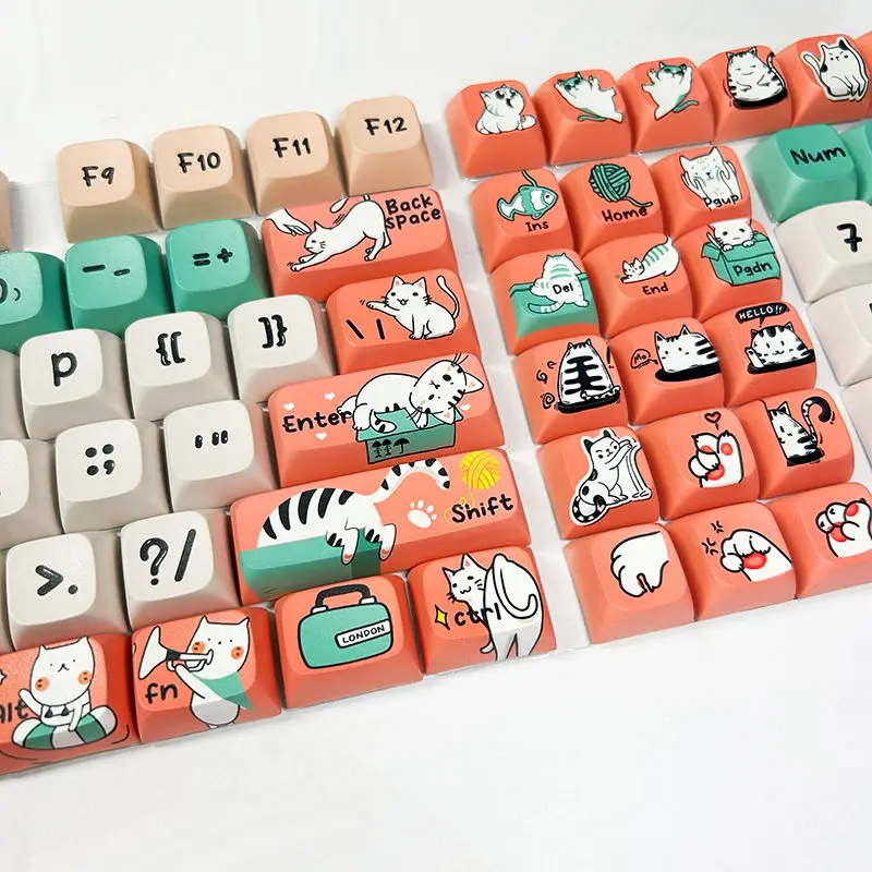 

136-Key Cat Keycap XDA Cute Cartoon Five-Sided Sublimation Pbt Keycap Girls Personalized DIY Mechanical Keyboard KeyCap