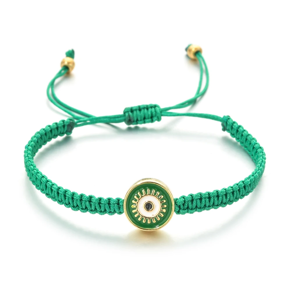 Hot Fashion Friendship Pink Rope Greek Evil Eye Charm Bracelet Round Enamel Beads Turkish Eye Bracelet Couple Hand Jewelry