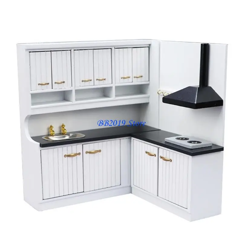 Q0KB Tủ Bếp Nội Thất Gỗ Nhà Búp Bê Mini Giả Vờ Chơi Phụ Kiện