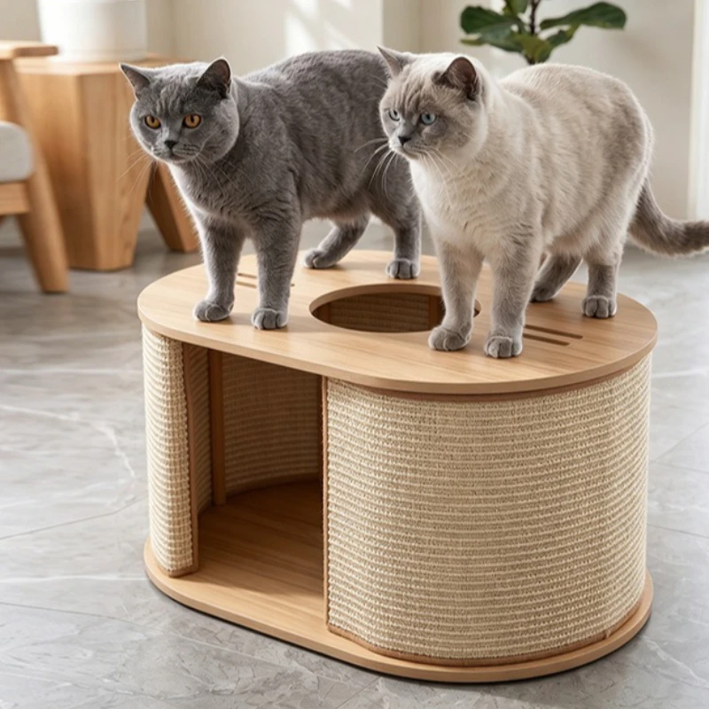 Sisal Wrapped Cat Nest Wear-resistant Cats Beds Semi Closed Type Breathable Indoor Cat Bed Large Comfortable Cats Accessories