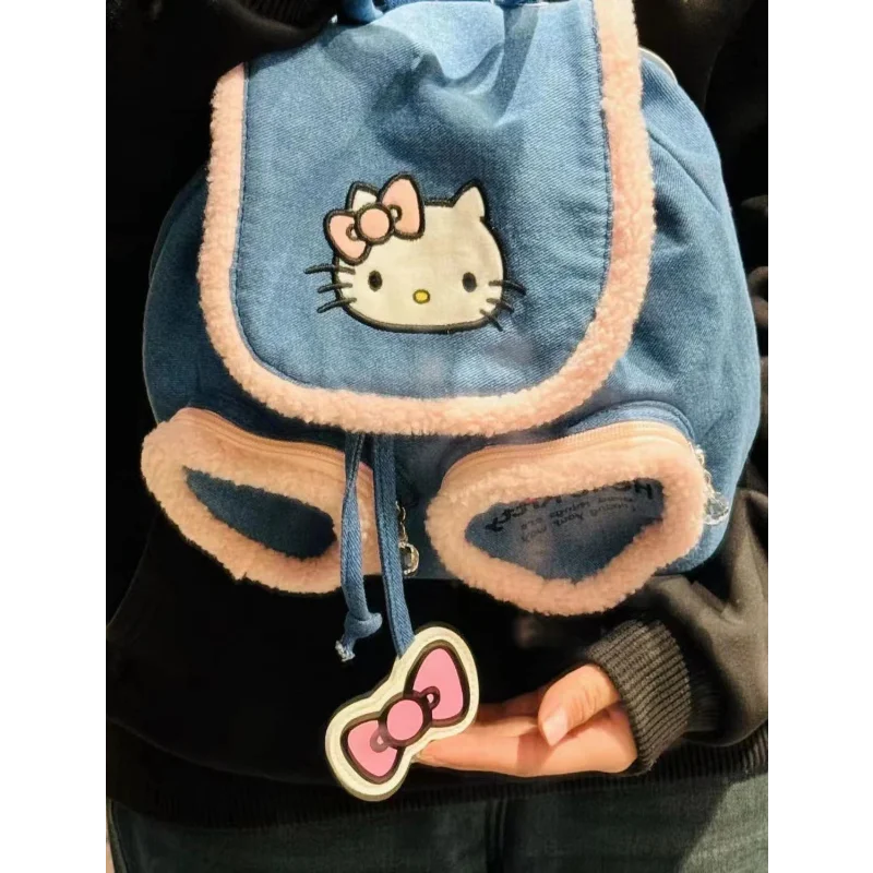 Sanurgente-Cartable étudiant Hello Kitty, grande capacité, sac à dos léger à double initiation, dessin animé mignon décontracté, nouveau