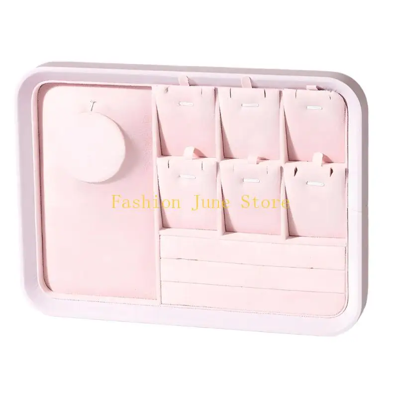 N5KA Wooden Jewelry Display Stand With Plush Fleece Padding For Elegant Showcases