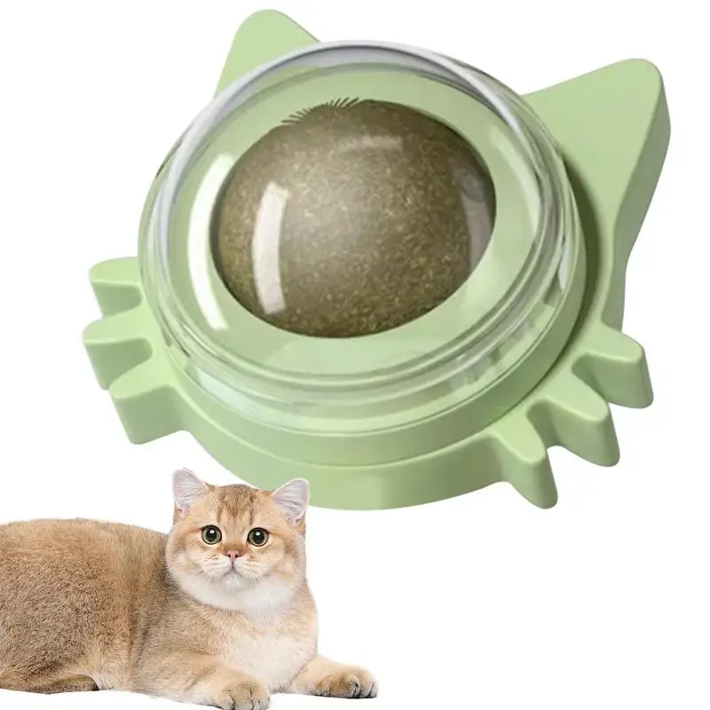 Cat Toy Catnip Ball Rotating Kitten Catnip Wall Toys Kitten Playing Chewing Cleaning Teeth Toy For Kitten Cats For Walls