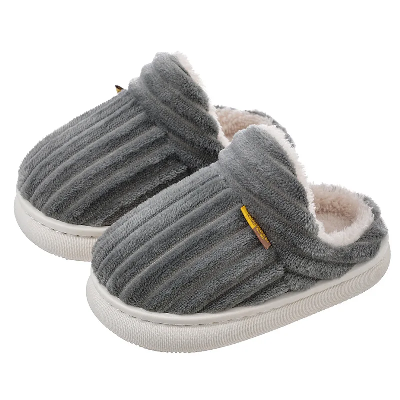 Winter children's cotton slippers for boys and girls, anti slip and warm bags, and parent-child fuzzy and plush home baby cotton