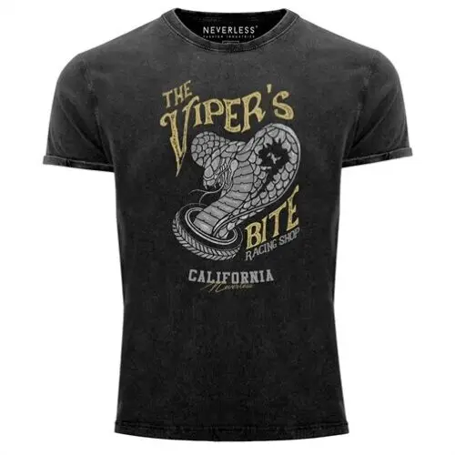 Neverless® Herren T-Shirt Vintage Shirt Printshirt The Vipers Bite Racing Shop