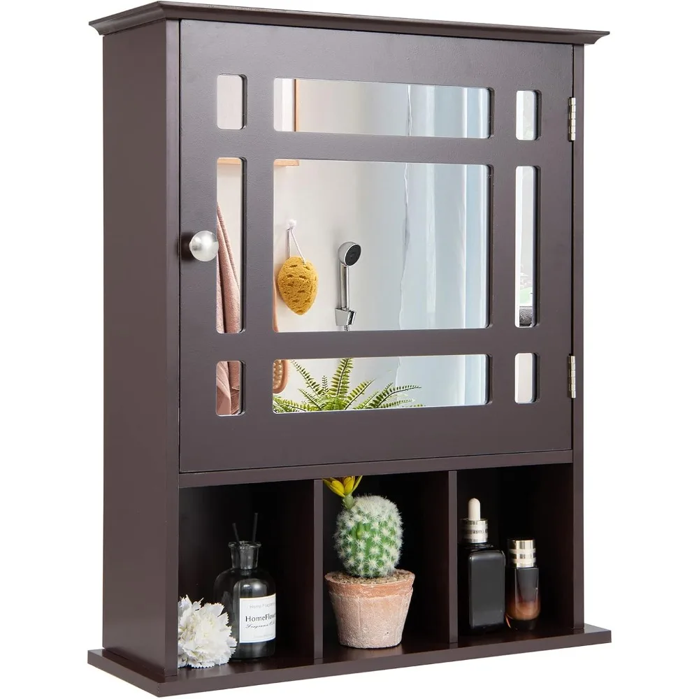 

Wall-Mounted Bathroom Cabinet, 2-in-1 Storage Organizer with Mirror Door, Wall-Mounted Medicine Cabinet with Adjustable