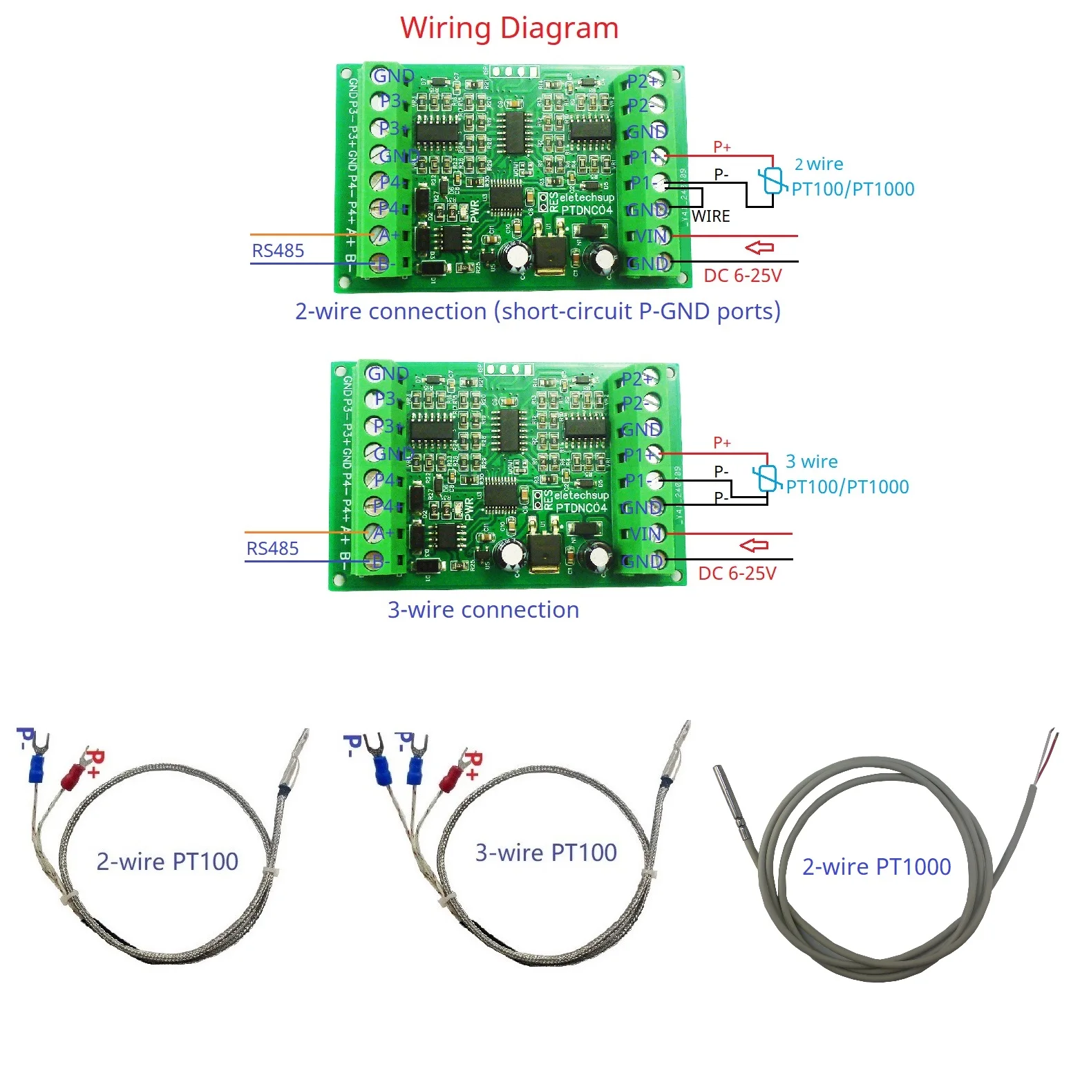 PT100 RTD البلاتين المقاومة الحرارية RS485 عن بعد التناظرية الكمية PT1000 4CH Modbus واسعة النطاق استشعار درجة الحرارة جامع
