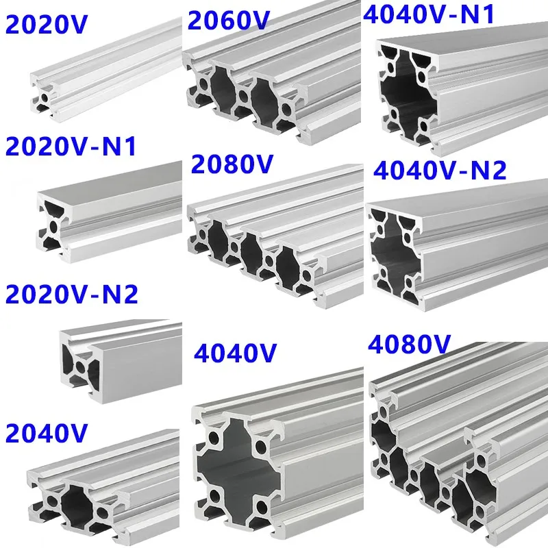 1Pcs 2020 2020N2 2040 2060 2080 20100 4040 4040N2 4080 V Slot Aluminum Profile Anodized Extruded Aluminum for CNC DIY 3D Printer