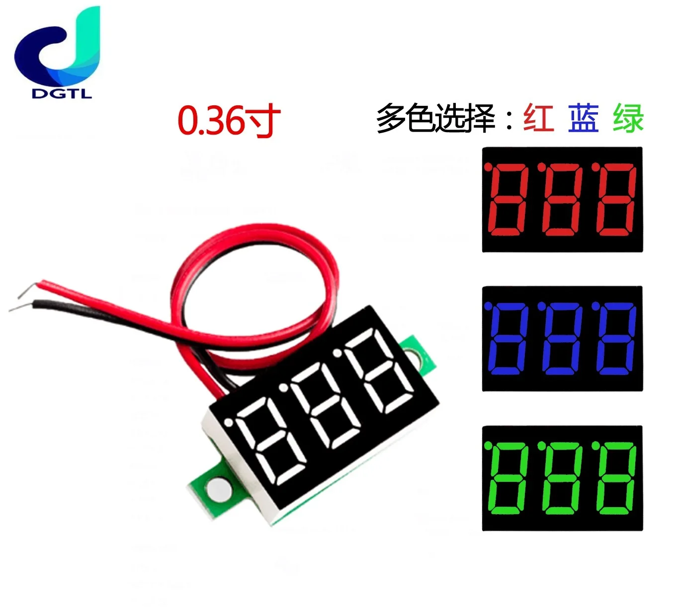 0.36 Inch 0.36'' DC 4.7-32V 3 Digit Display Voltmeter Mini LED Digital Panel Volt Voltage Meter Instrument Red/Blue/Gree/White