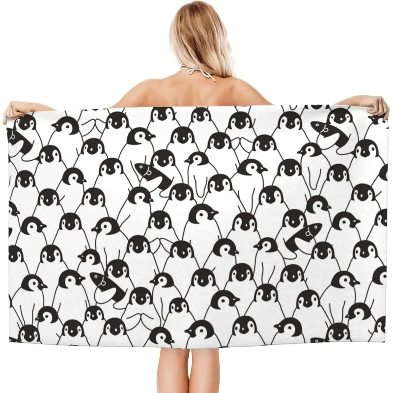 

Cute Penguin Polyester Beach Towel, Woven Quick Dry for Travel Picnic Spa Yoga Gym