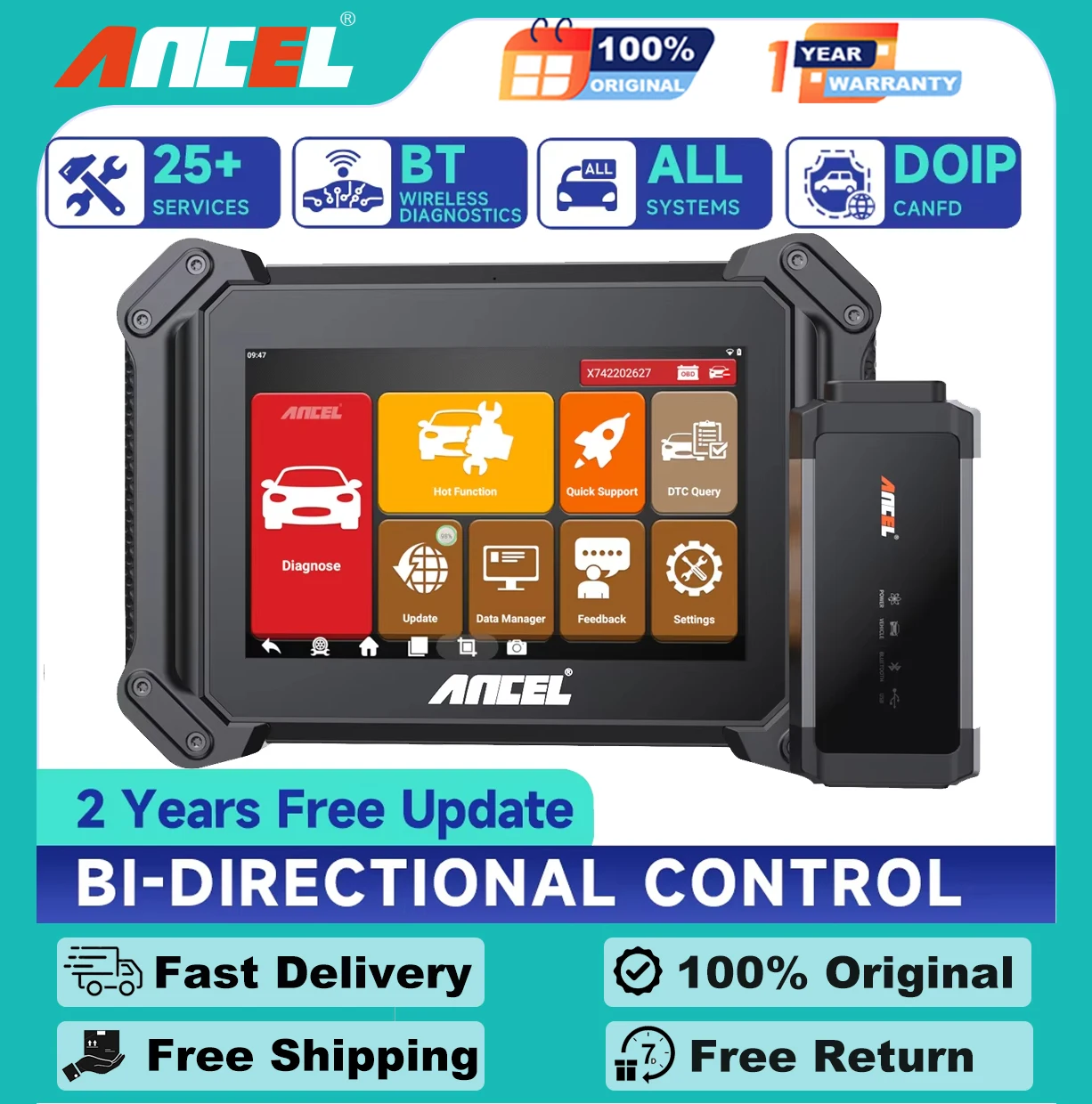 

ANCEL V6 Pro OBD2 Automotive Scanner Professional Bluetooth All System Bi-Directional 25 Resets OBD 2 Car Scan Dianostic Tools