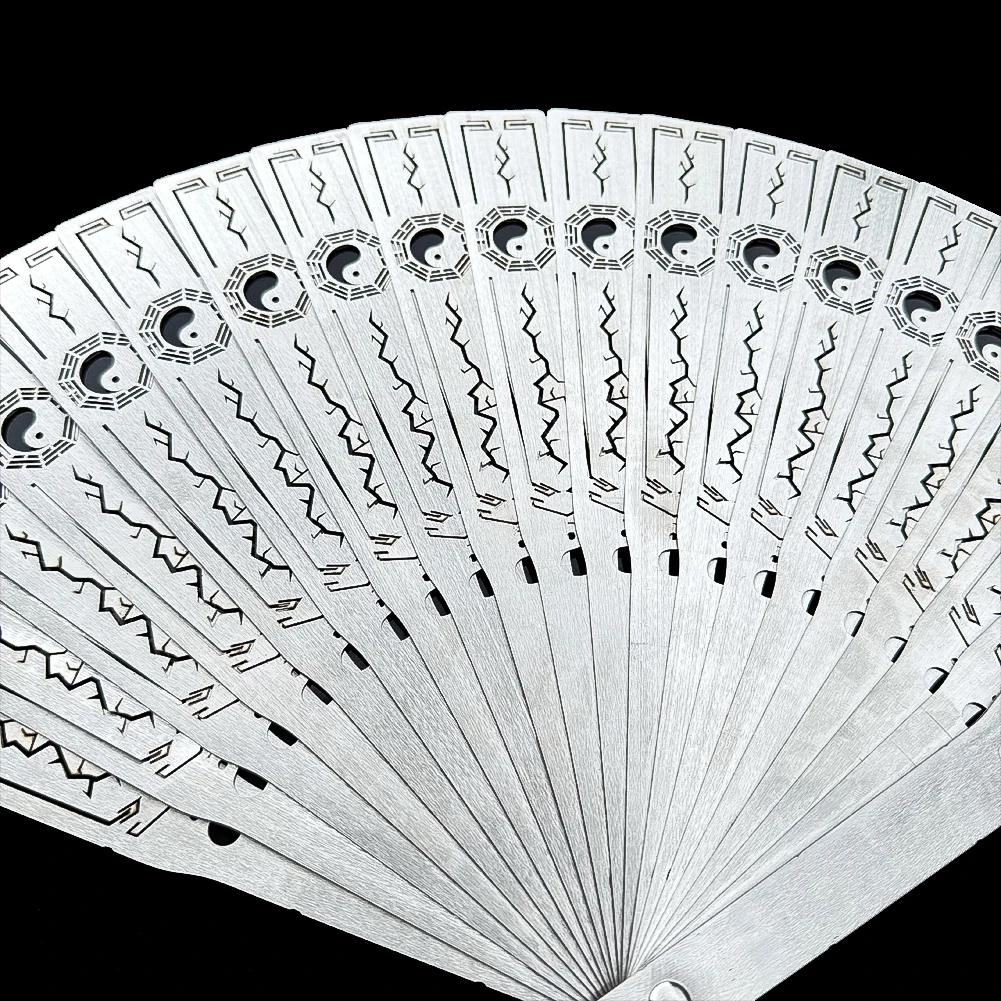 9inch New Chinese Metal Stainless Steel Iron Fan Skeleton Defence Kung Fu Taiji Portable Folding Fan Home Study Desktop Ornament