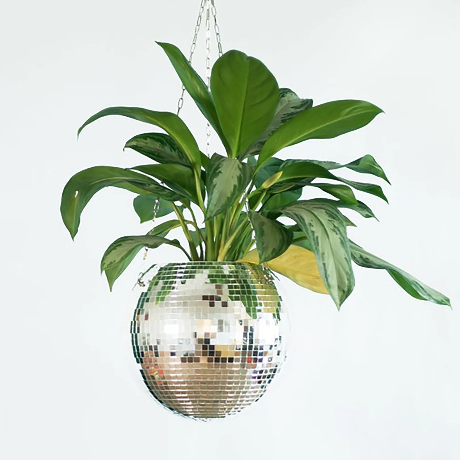 1pc Unique Handcrafted Bohemian-Inspired Hanging Disco Mirror Ball Planter - Self-Watering, Space-Saving Stylish Home Decor for