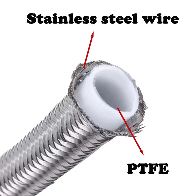 1M/3M/5M Racing Hose Fuel Oil Line Hose 304 Stainless Steel Braided PTFE Brake Hose Fuel Oil Line Oil Cooler Hose Pipe