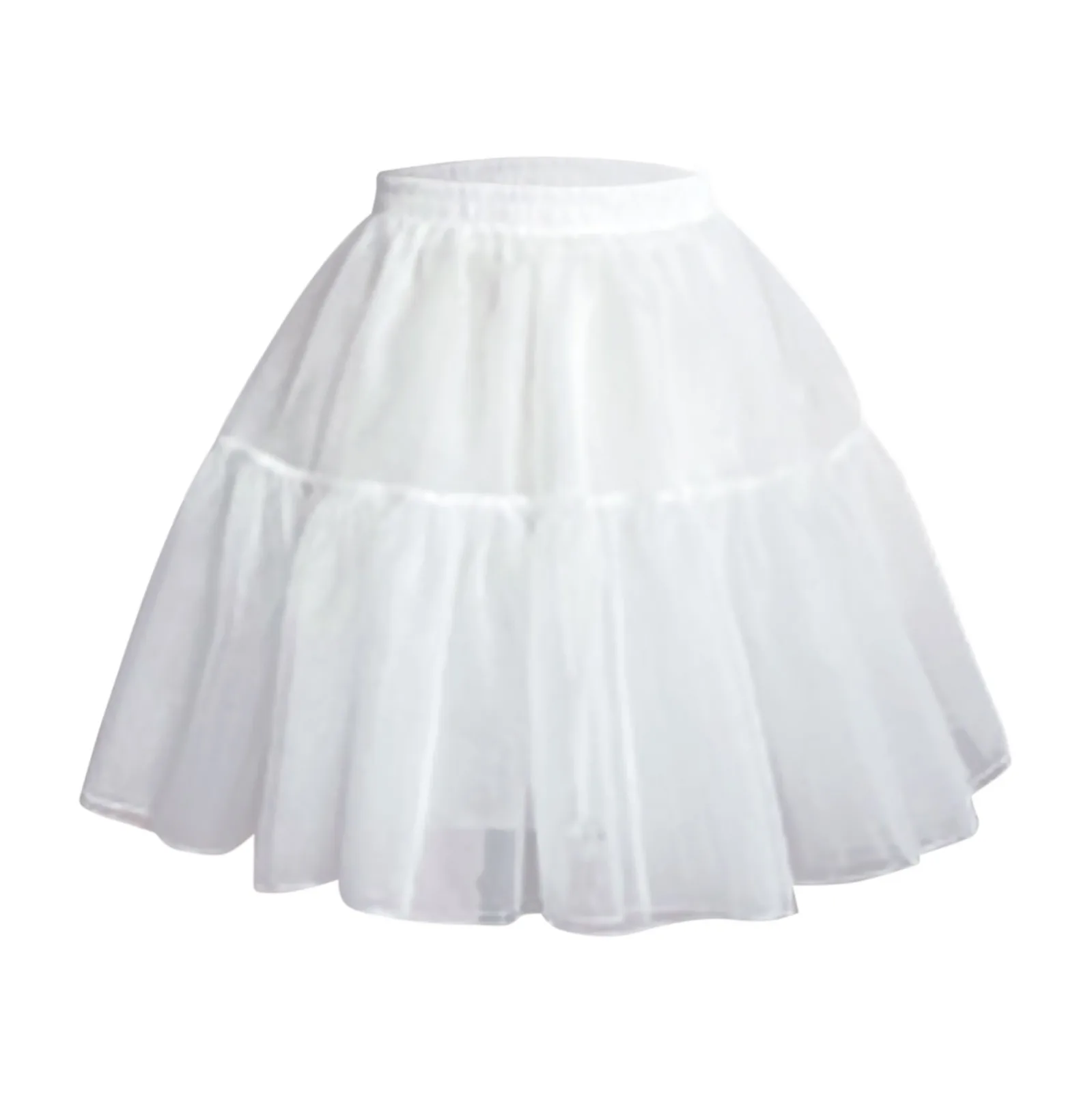 

Women Girls Ruffled Short Petticoat White Fluffy Bubble Tutu Skirt Puffy Half Slip Prom Crinoline Underskirt