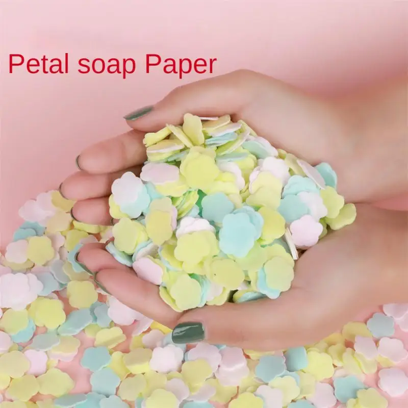 Portable Paper Soap Flowers Shape Disposable Paper Soap Sheets for Washing Hands Bath Kitchen Outdoor Travel Camping