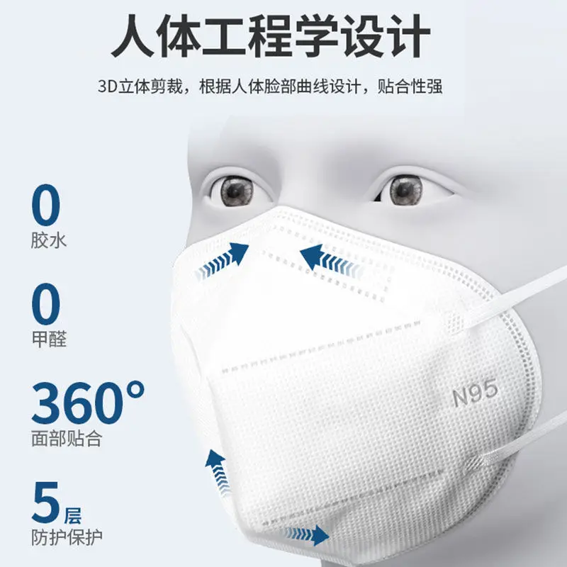 N95 Surgica Mask 3d Surgica Masks 5 Layer Individually Paked Medica Protective Masks Isolation Face Masks for Adult N95