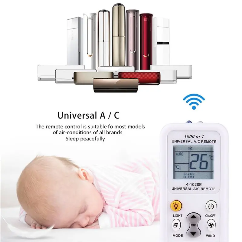 Efficient 6X Universal 1000 In 1 LCD Low Power Consumption K-1028E Air Condition A/C Remote Control Controller